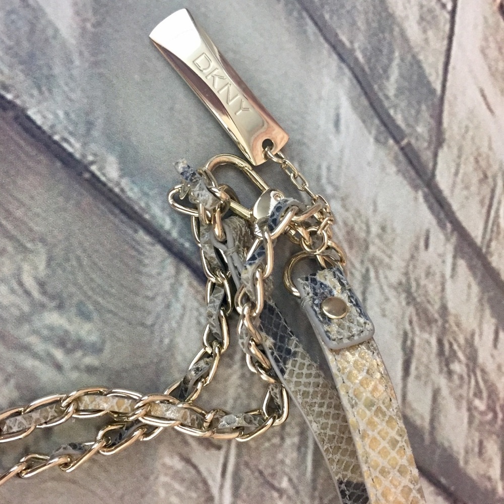 Dkny Gold Hardware Python Leather Shoulder Purse - image 4